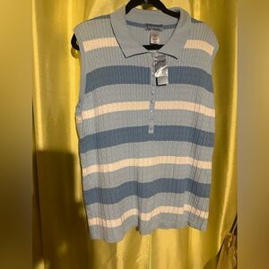 Classic Elements women’s size 20/22 new with tags sweater vest blue/white